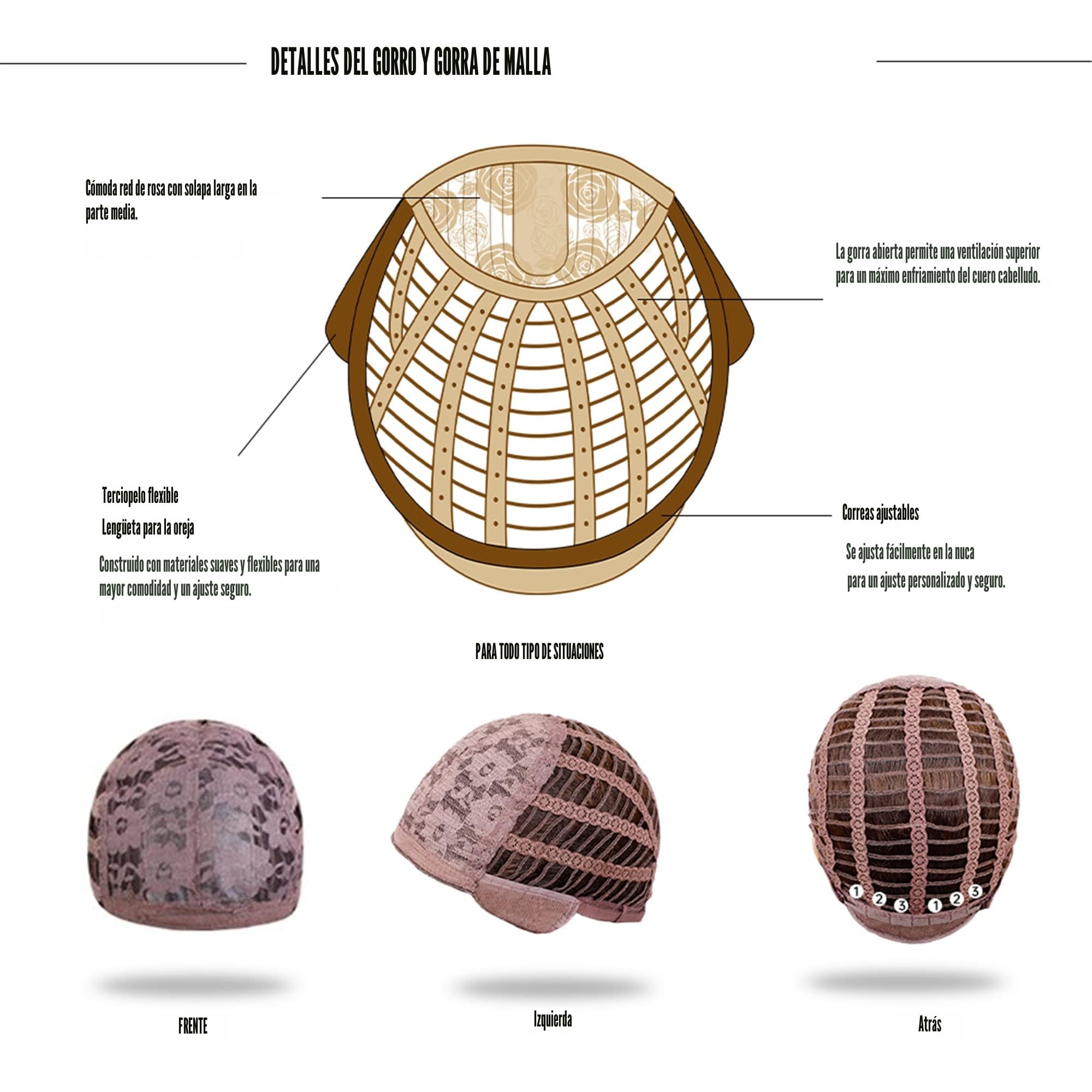 Peluca Larga y Lisa Castaño a Rubio con Flequillo Cortina Pelucas Sintéticas en Capas para Mujer
