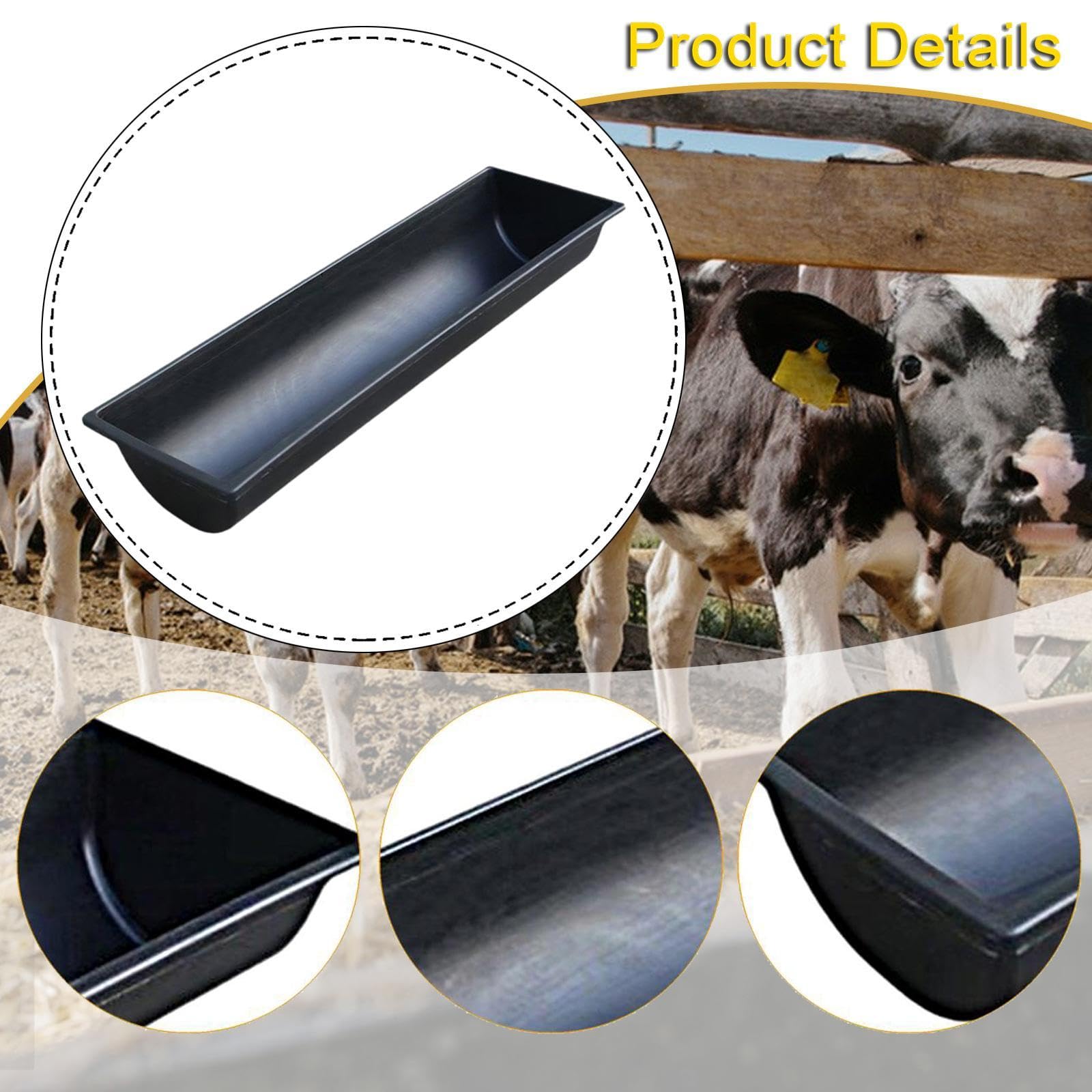 Comedero para Ganado Abrevadero para Ovejas Alimentador para Terneros Y Contenedor Agrícola con Diseño Espacioso Que Reduce Desperdicio Adecuado para, 45 Cm X 25 Cm Negro