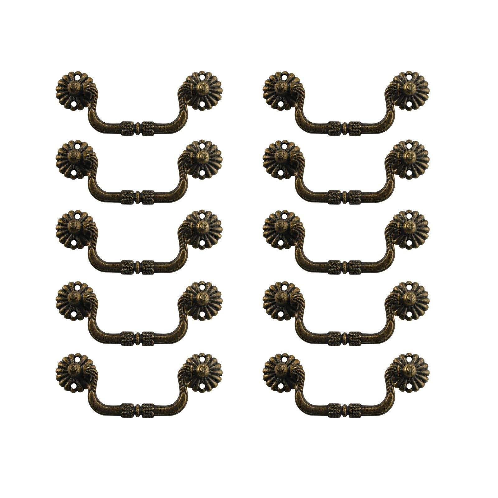 ZAANHA 10pcs Antique Bronze Bail Drawer Handles, 3.6