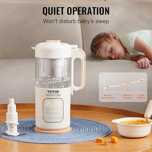 Miniatura 5 de Fabricante de alimentos para bebés, procesador de alimentos para bebés de 500 W con cuenco de vidrio de 10.1 fl oz, acero inoxidable SUS304 de 4