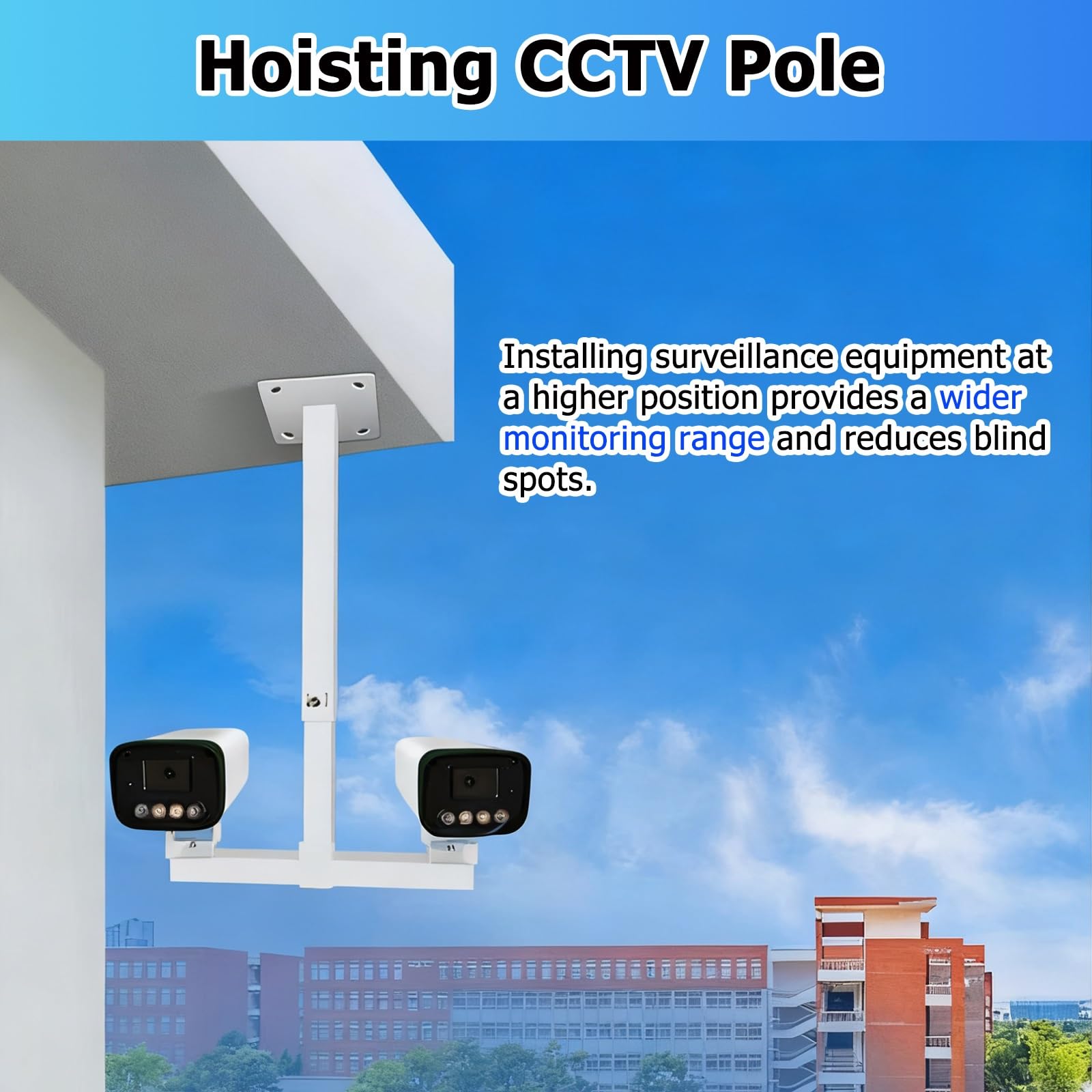 Varilla Ajustable con Junta Universal: Soporte de Pared para cámara de Seguridad con rotación de 360°, Extensible Desde 23,6 Pulgadas hasta 118,1 Pulgadas, Ideal para la vigilancia del hogar