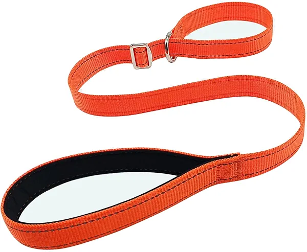 MayPaw 3 FT Slip Lead Dog Training Leash, 1" Wide Nylon Reflective No Pull Lead with Soft Handle, Short Slip Leash for Large Medium Dogs Walking (3 FT x 1 in, Orange)