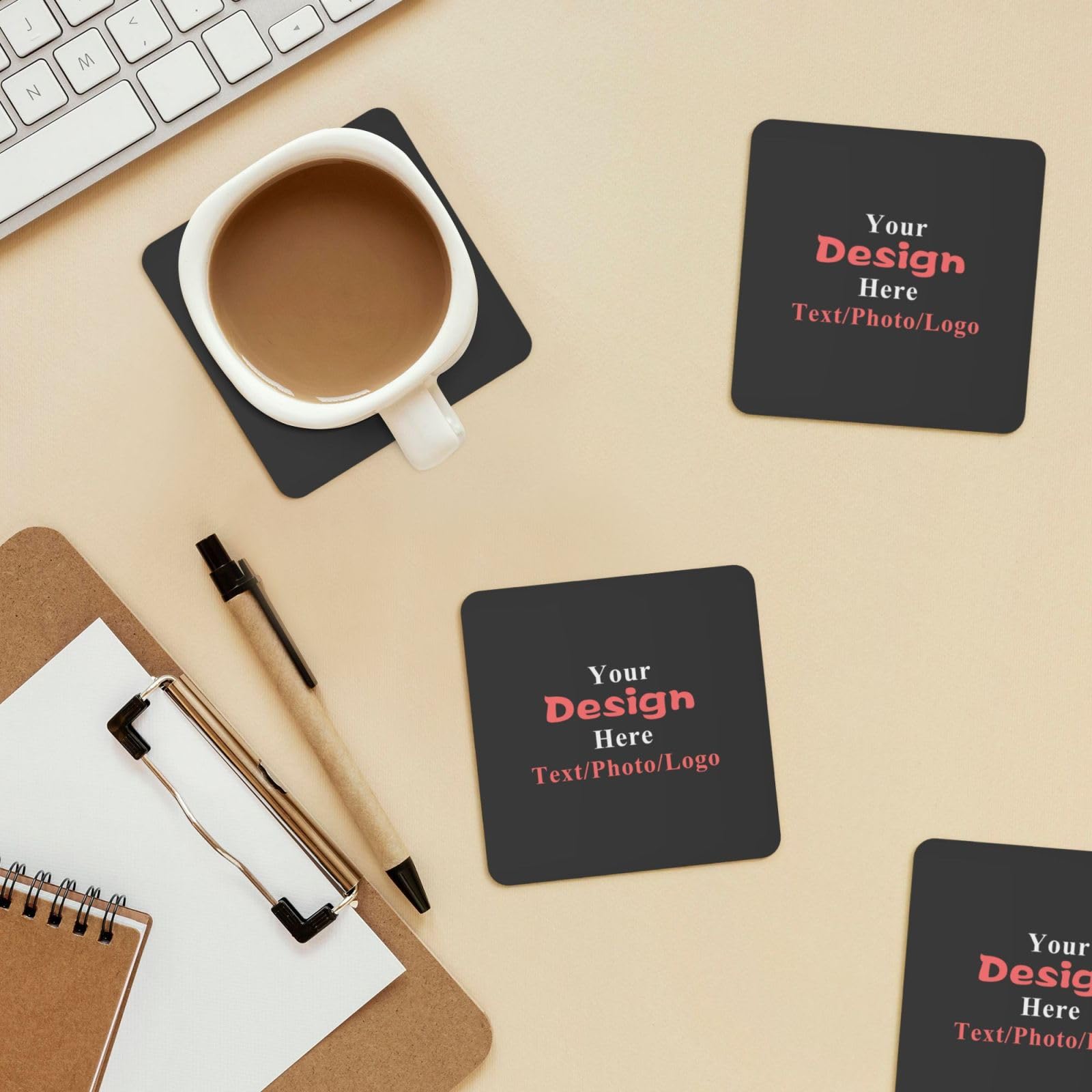 Personalizzato Set di 24 Sottobicchieri in Sughero Assorbenti - Adatti a Vari Tipi di Tazze, Stile Moderno per Tavolino da Caffè, 10 cm