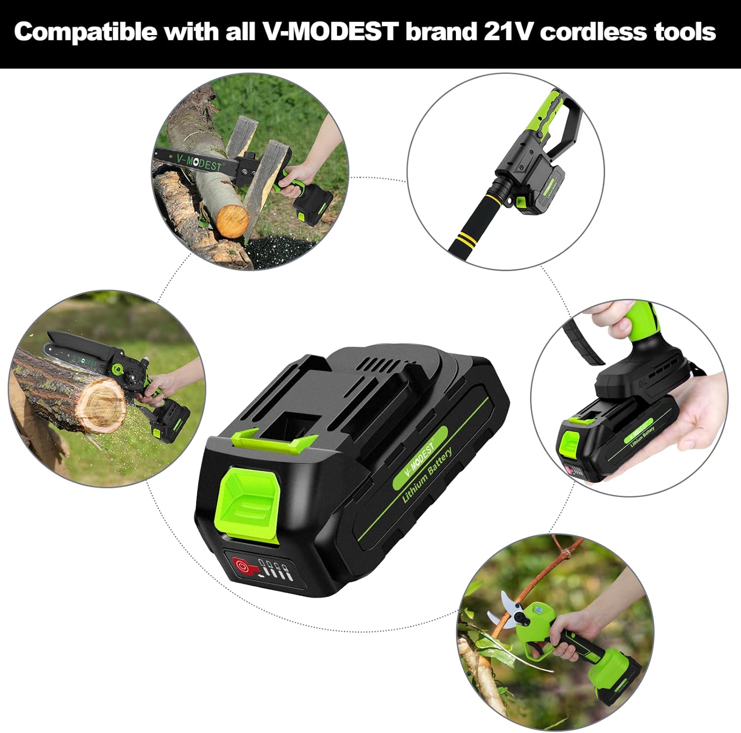 Lithium Battery 2.0Ah 21V Suitable for 6inch/8inch Mini Chainsaw Pole Saw Pruning Shears Pole Pruning Shears