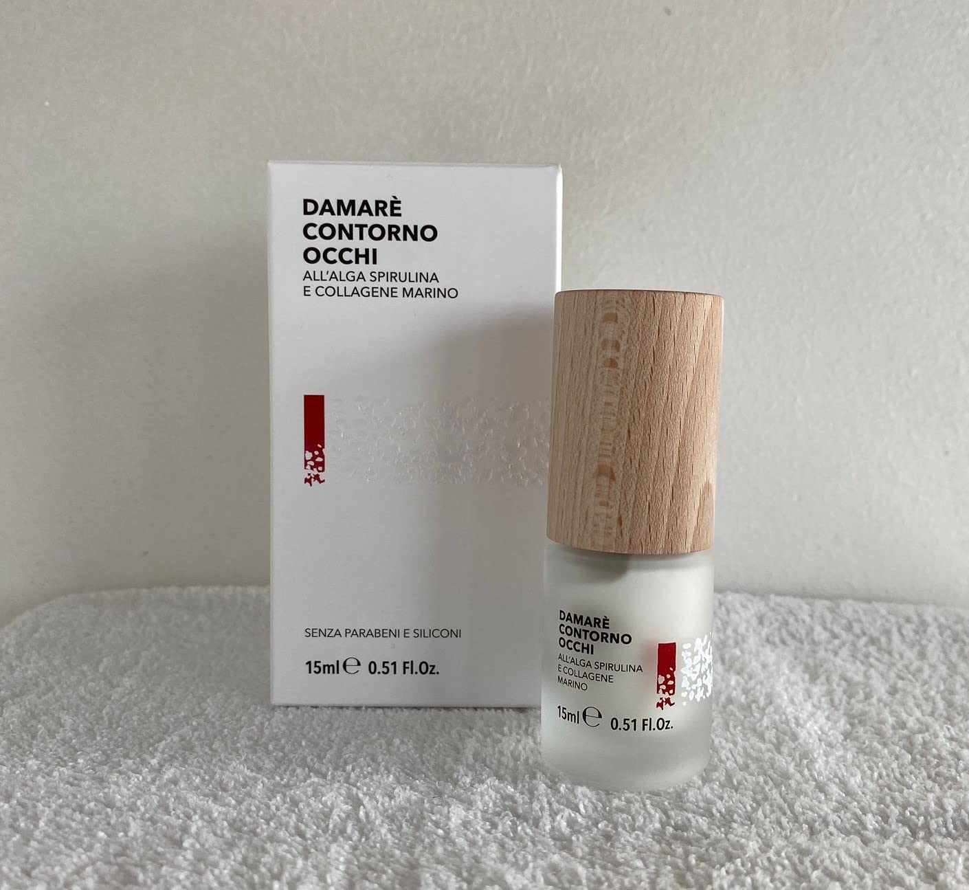 Damarè Contorno Occhi, crema contorno occhi al Collagene marino e Alga spirulina. 15 ml.