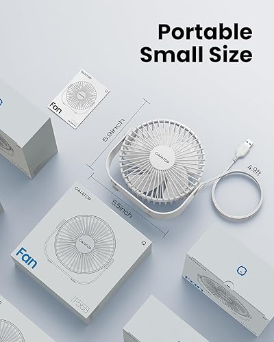Miniatura 7 de Gaiatop Ventilador de escritorio USB, flujo de aire fuerte de 3 velocidades, portátil de 5.5 pulgadas, rotación de 90, refrigeración silenciosa,