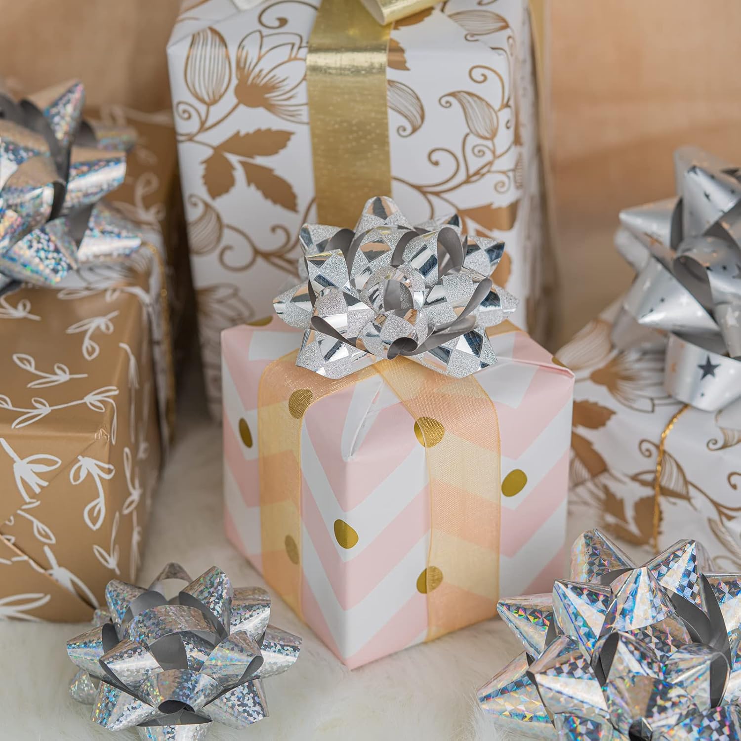 WRAPAHOLIC Silver Gift Bow Assortment (24 Bows) for Birthday, Wedding, Christmas, Baby Shower, Bridal Showers - Image 5