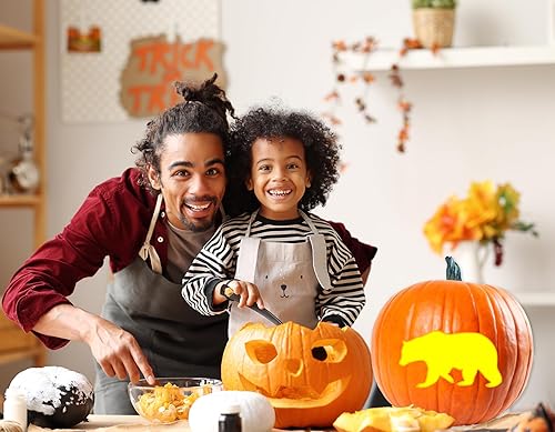 Miniatura 9 de Bear Jack-O-Lantern - Plantilla para tallar calabaza  Brillo de oso abundante  Impreso en papel adhesivo Easycarve soluble en agua  Nivel de tallado