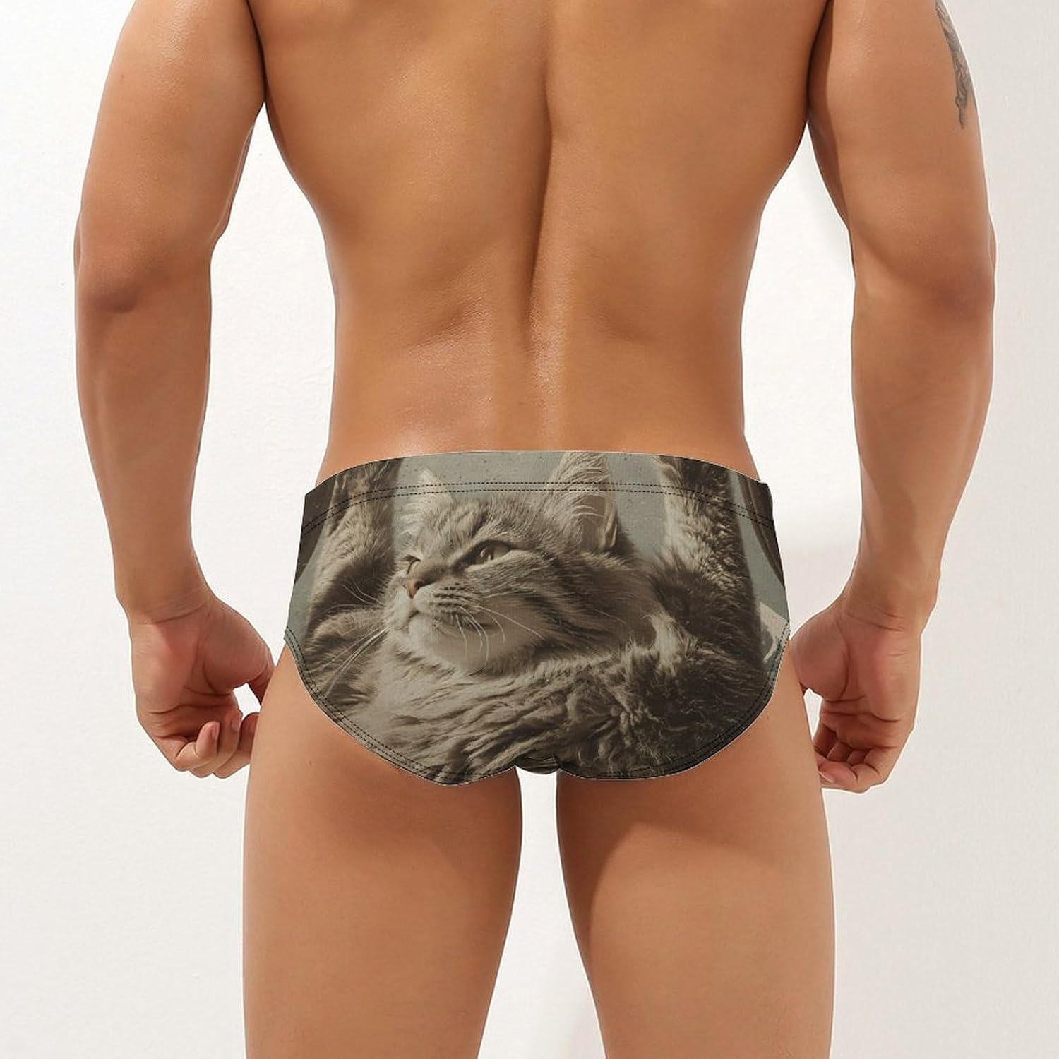 Cat Power Snowy Mountain Men's Swimwear Bikini Swimming Briefs Stretchy Swimsuits Board Surf Shorts Trunks