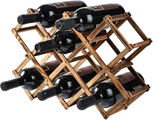 Estante plegable de madera para vino, soporte para botellas de vino natural con 8 ranuras para 10 botellas de vino, soporte de mesa para botellas de