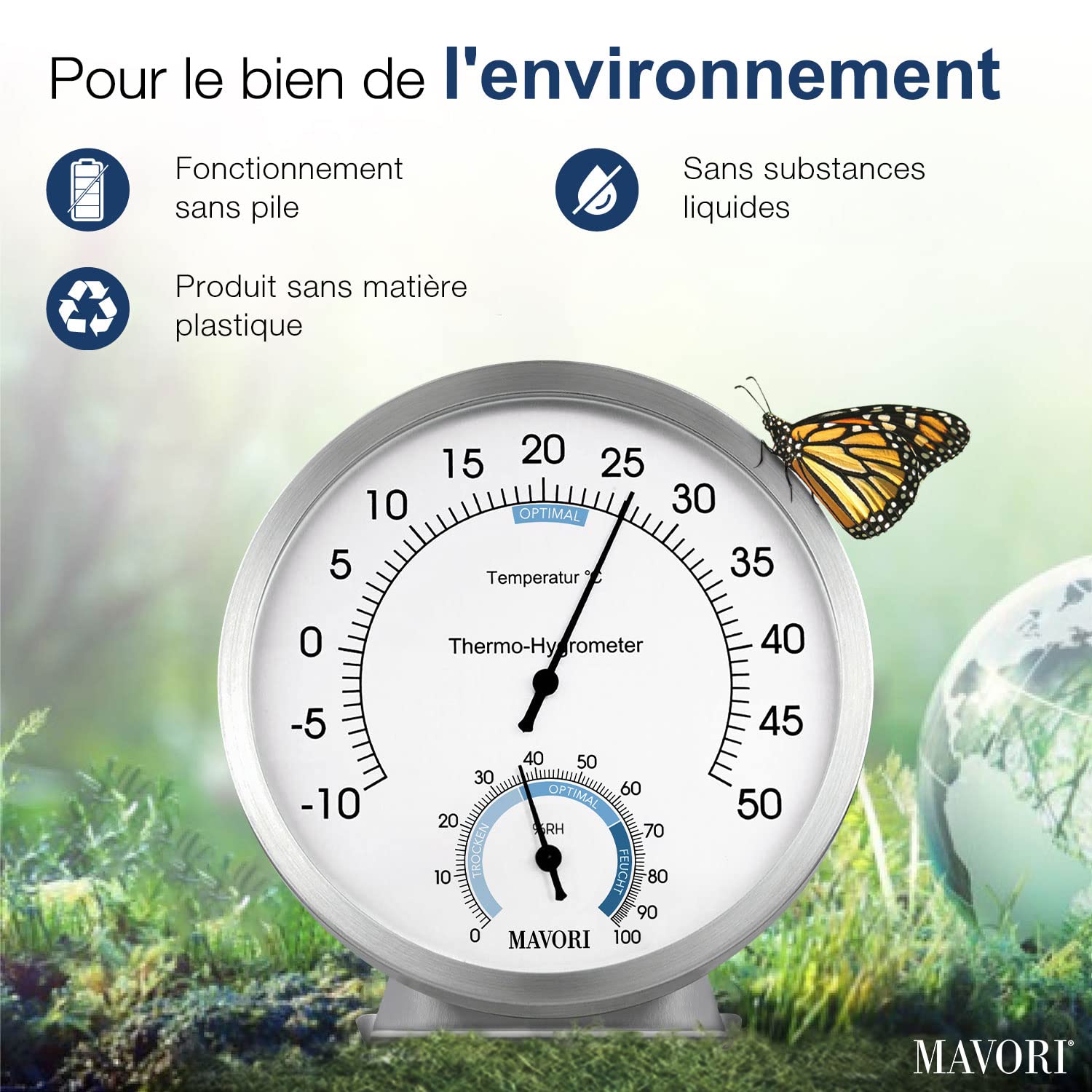 Thermomètre Hygromètre Analogique, Station Météo Précise Pour La Mesure De L'humidité Et De La Température, Thermomètre Intérieur Mural Design, Hydrometre Intérieur Pour Un Environnement Sain