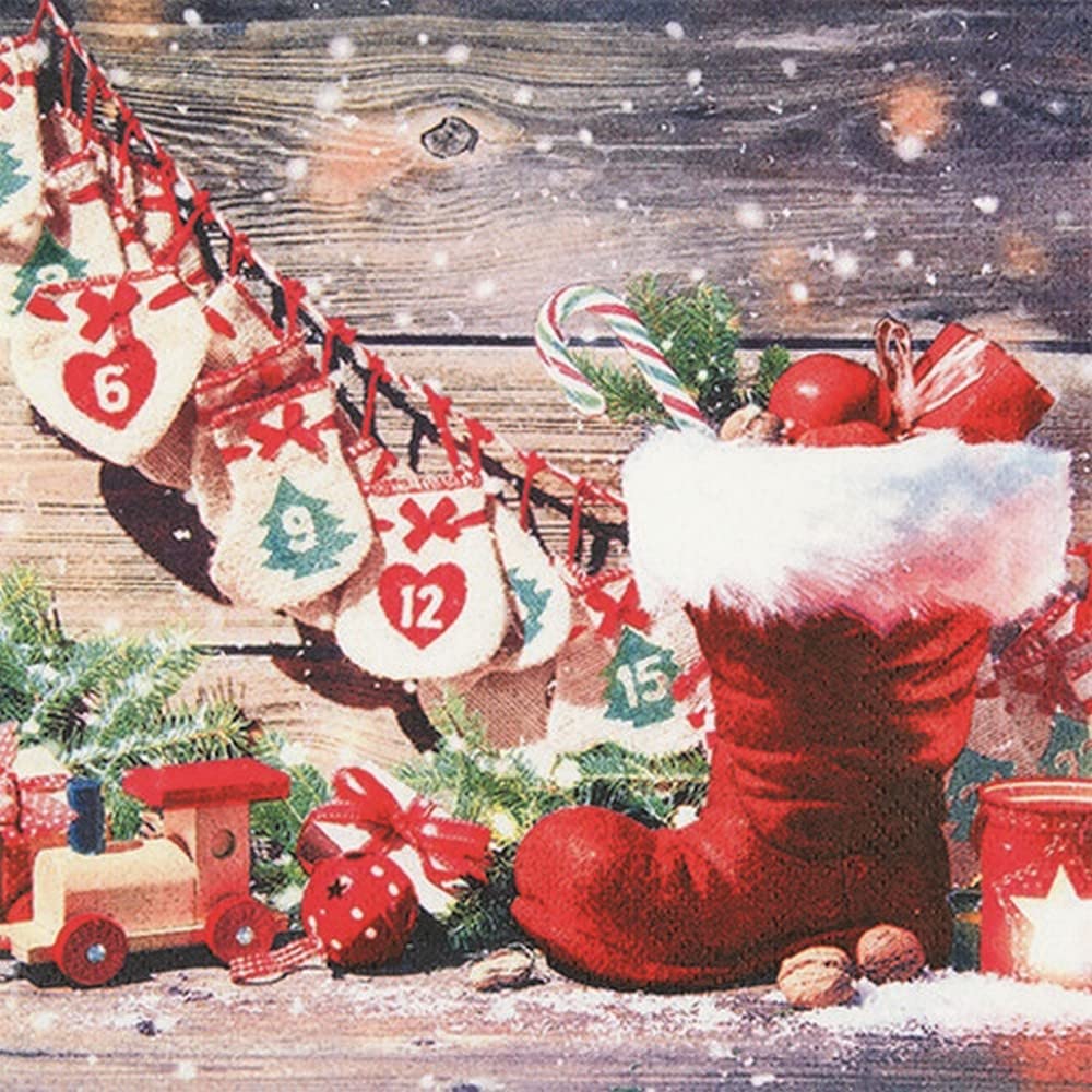20er Pack Servietten Mit Lustigem Nikolaus-Motiv – 33x33 Cm, 3-lagig, FSC-zertifiziert