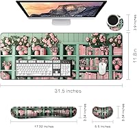 Vista 110 de MIBITRI Juego de alfombrillas para mouse y teclado, alfombrilla de mouse extendida para juegos + soporte ergonómico para reposamuñecas para teclado