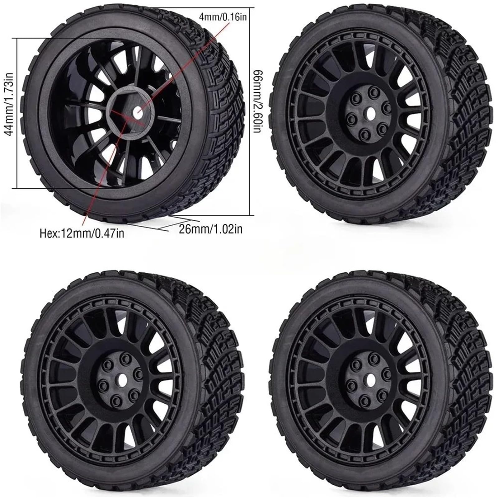 Per Rolly Xv02 Per Tt01 Lcptg Fw06 1/10 Rc Auto Parti Aggiornamento 4 Pezzi 12 Millimetri Hex 68 Gomma Pneumatici Cerchione Decorativo Ricambi Modellini RC