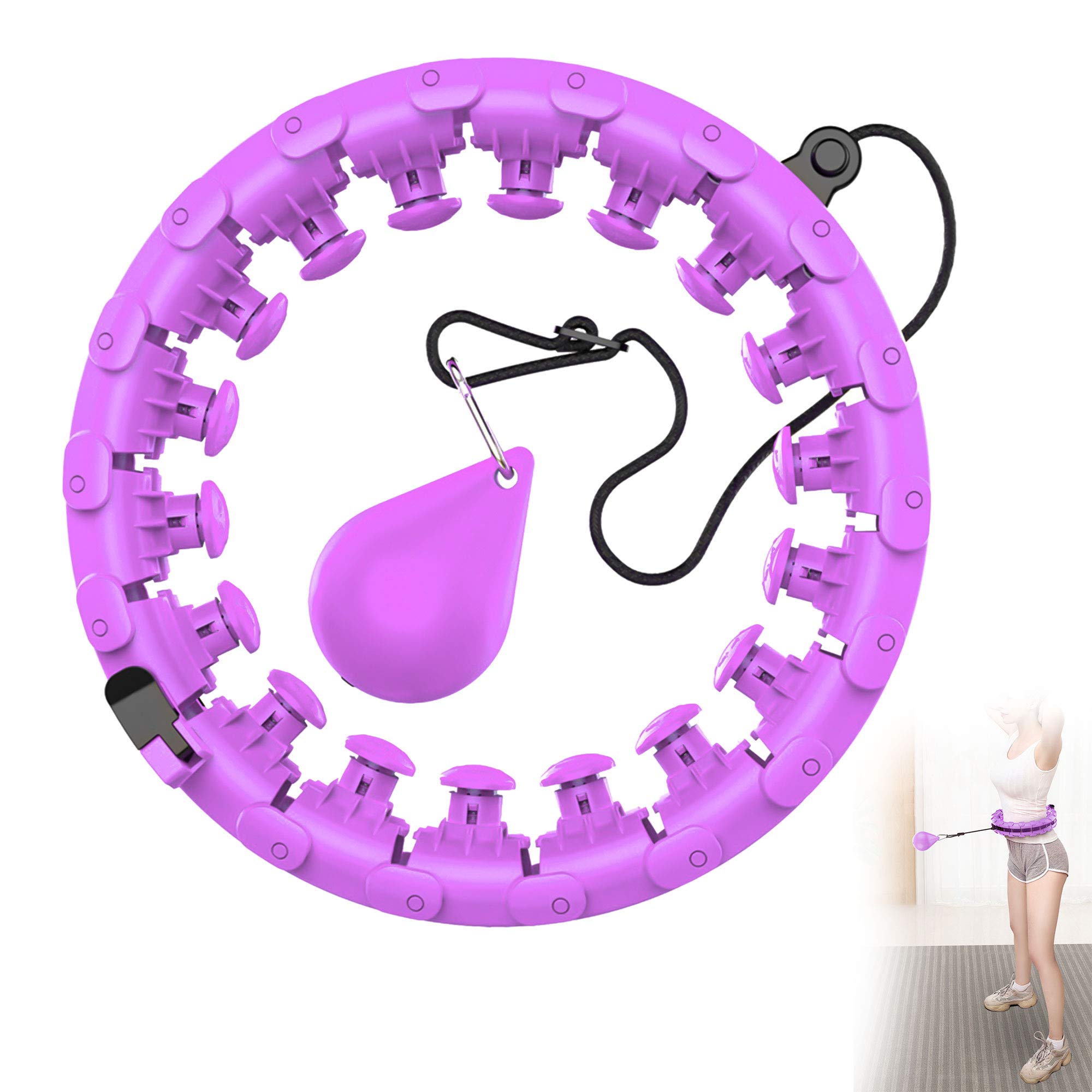 Hula Hoop Reifen, Smart Hula Hoop, Nicht Runterfällt mit Massageknoten und 24 Beweglichen Teilen verwendet, für Anfänger, Fitness- und Gewichtsverlusttraining