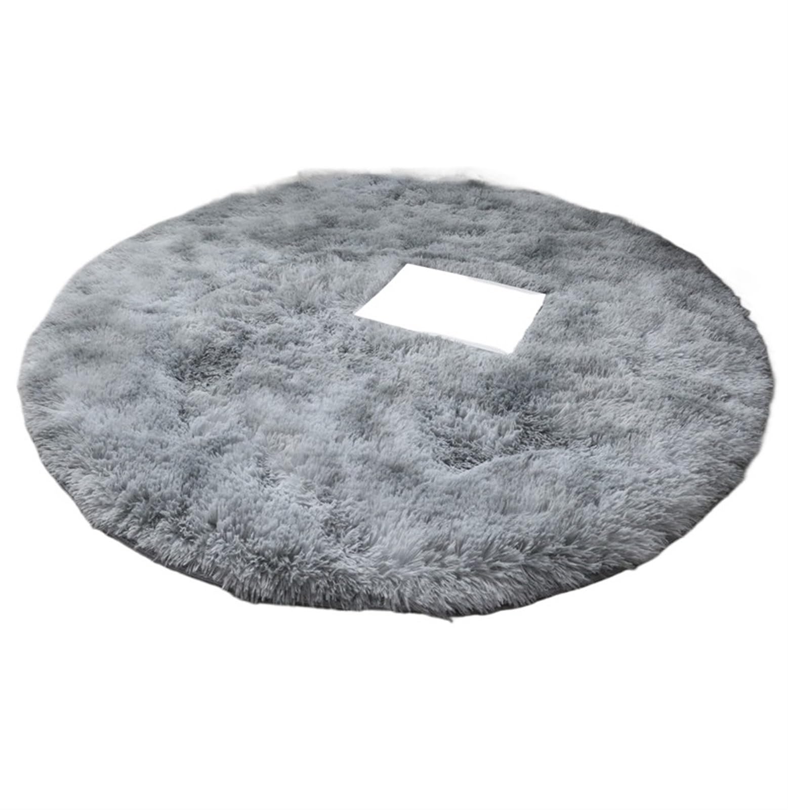 Tapis rond en peluche gris de 60cm de diamètre pour la décoration de salon