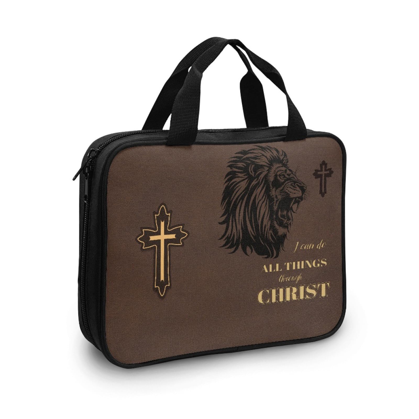 Piceioep Organiser with Crosses Bible Print Polyester Fabric Spacious Interior for Religious Ceremonies Clergy Supply Organiser Case