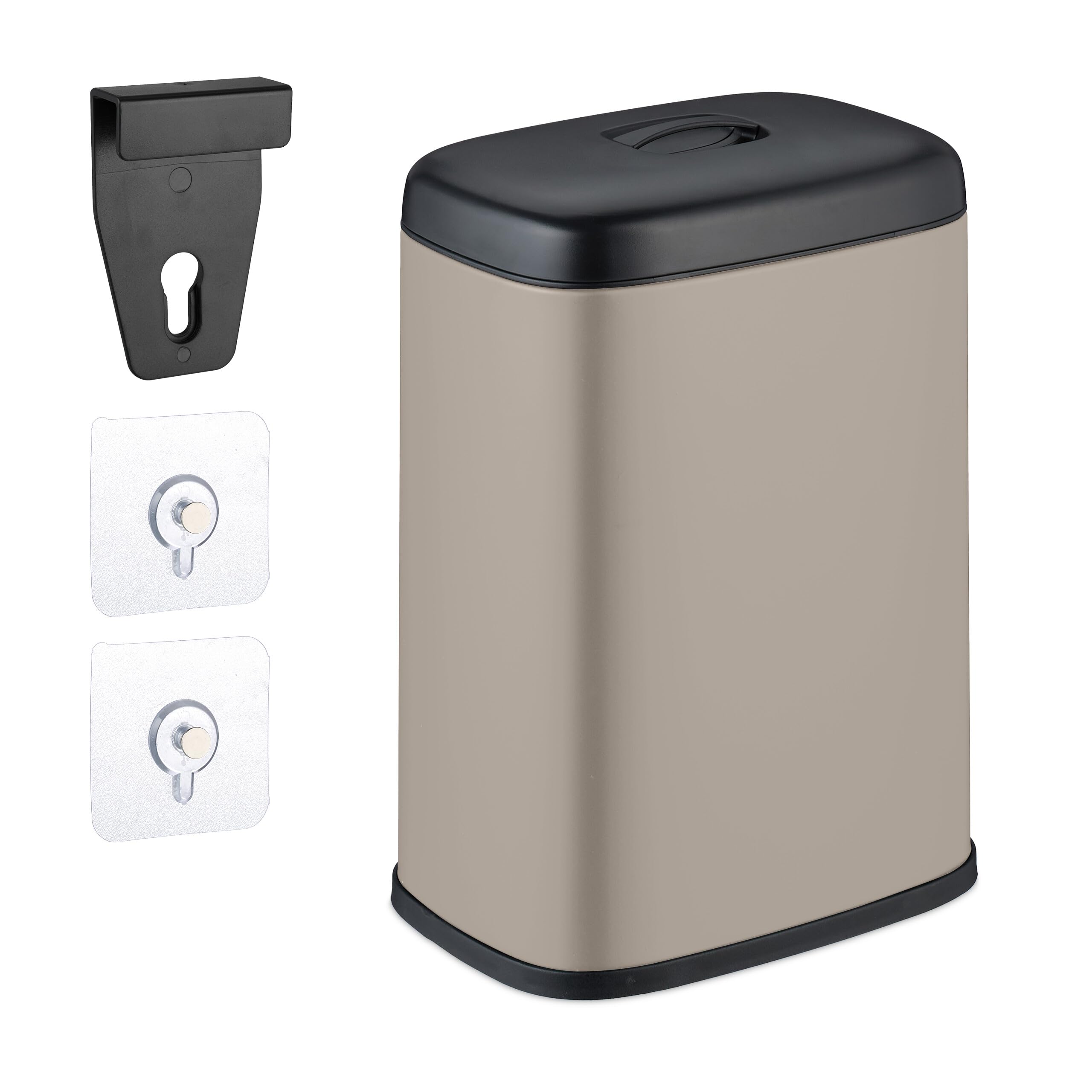 Relaxdays Hanging Kitchen Waste Bin, Vol. 5 L, Rubbish Container with Lid, Plastic, Dustbin, 29 x 21.5 x 16.5 cm