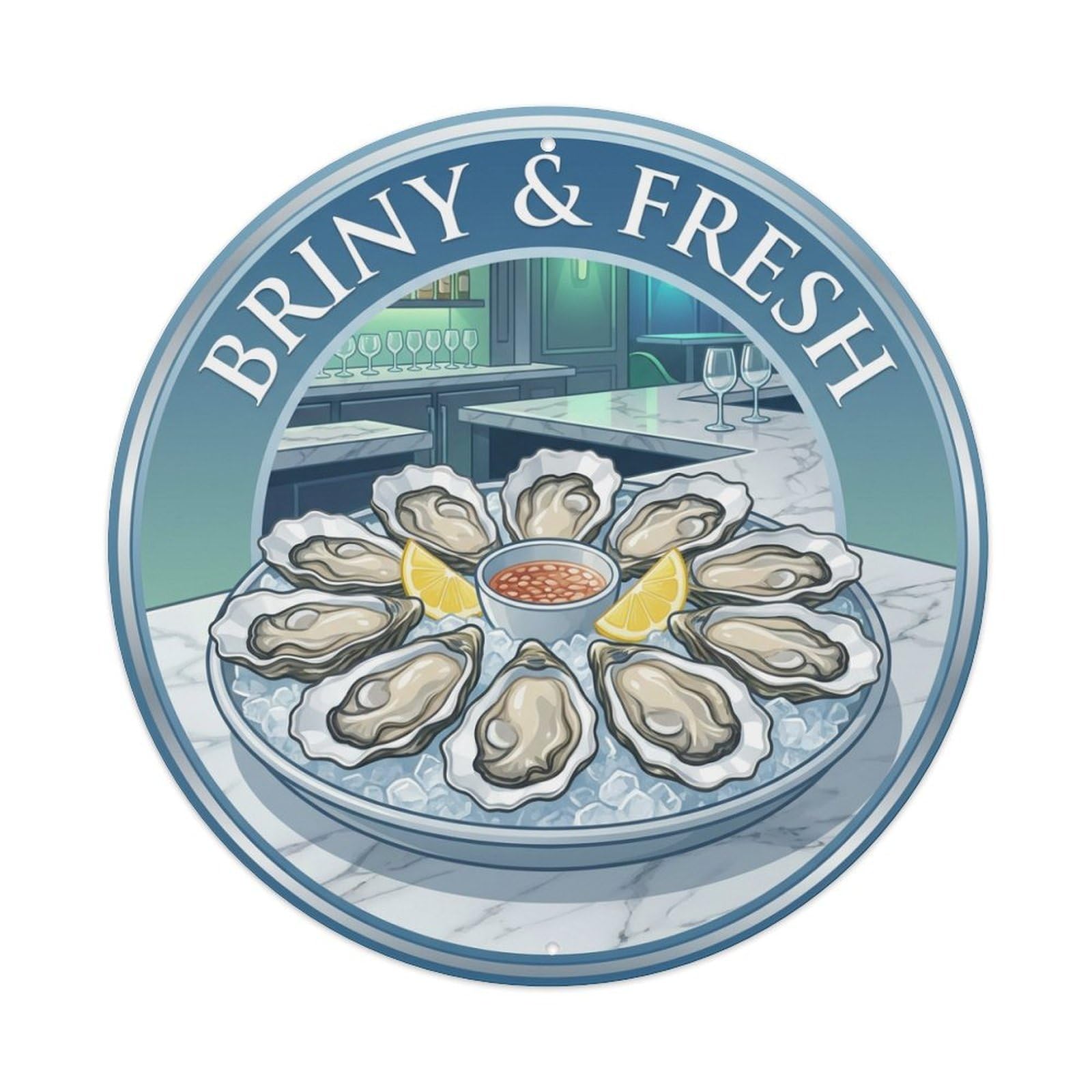 Metal Tin Sign Oysters Fresh Gourmet Food