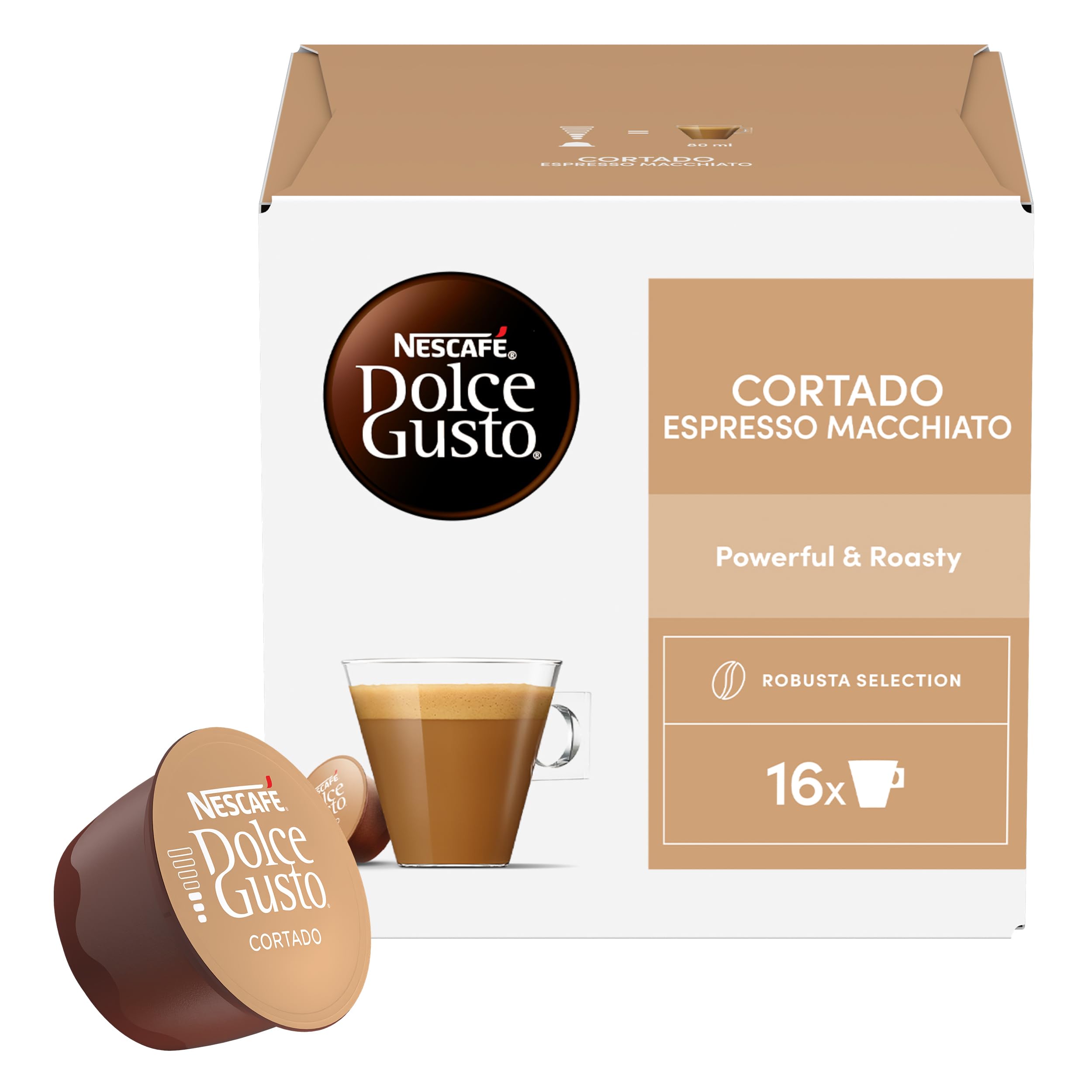 NESCAFÉ DOLCE GUSTO Cortado Espresso Macchiato Caffè, 6 Confezioni da 16 Capsule (96 Capsule Compatibili Nescafé Dolce Gusto)