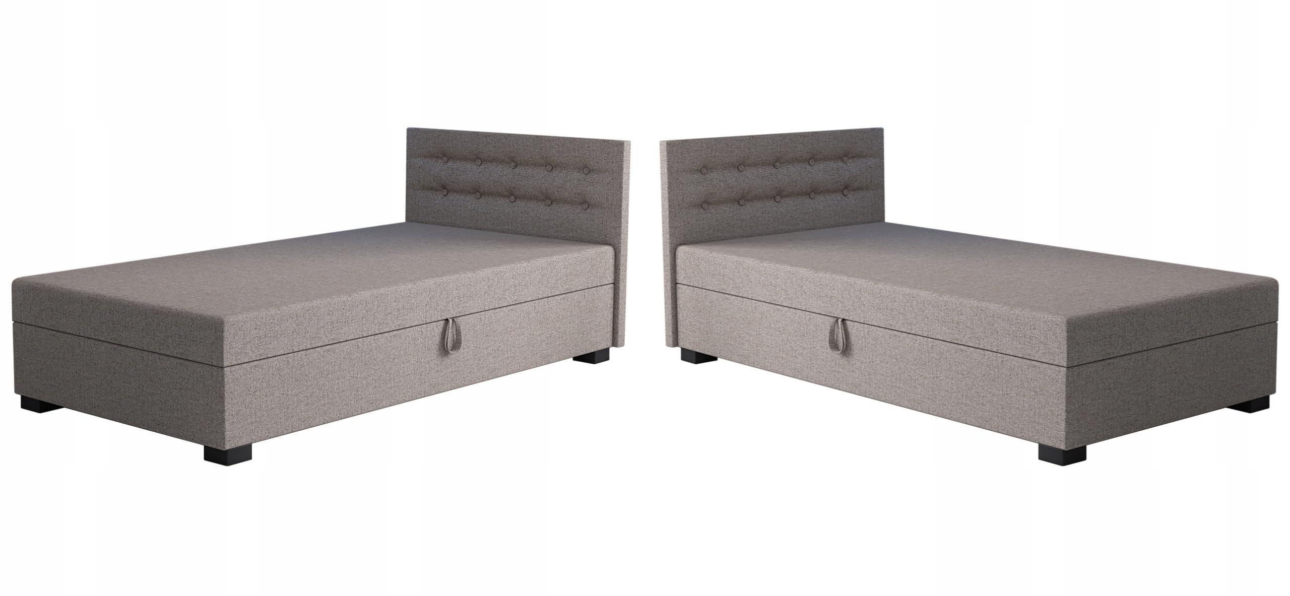 Boxspringbett Olaf 80x200x38 cm mit Schaumstoff Matratze, Bett mit Matratze, Polsterbett mit Bettkasten, Gepolstertes Einzel Bett, Schlafsofa - Biskuitbeige