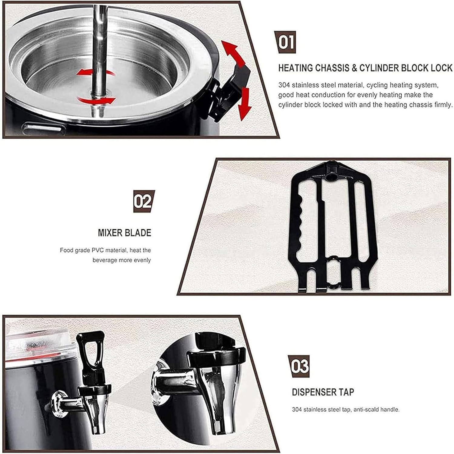 U-Shaped Heating Tube Fast Heating, 400W Chocolate Melter, Temperature Adjustable Hot Beverage Warmer Dispenser