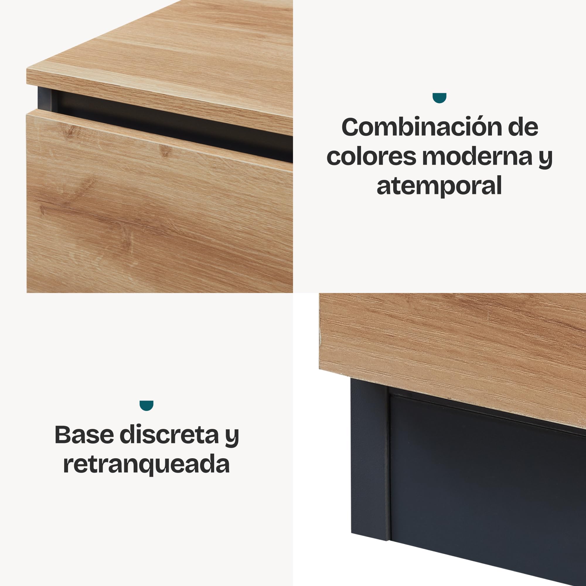[en.casa] Aparador para Salón Kyr Armario Multiusos con 3 Cajones Compartimentos Cerrados con Puerta Mueble Auxiliar de Cocina Comedor Oficina Aglomerado 80 x 40 x 75 cm - Efecto Roble Rústico/Negro