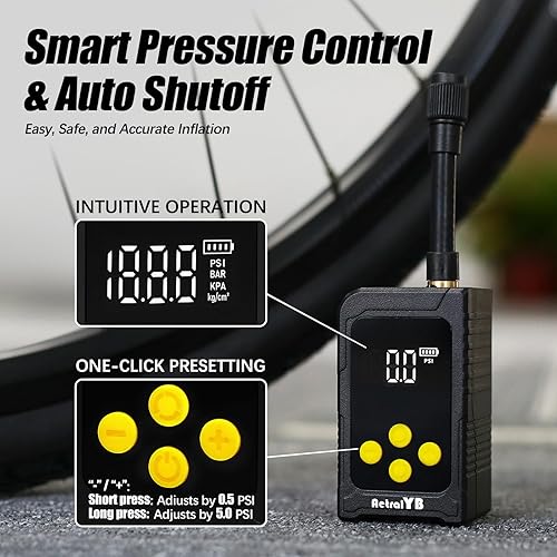 Miniatura 5 de Compresor de aire portátil de 150 PSI para neumáticos de bicicleta, automóvil, motocicleta, pelotas deportivas, inflador de neumáticos eléctrico