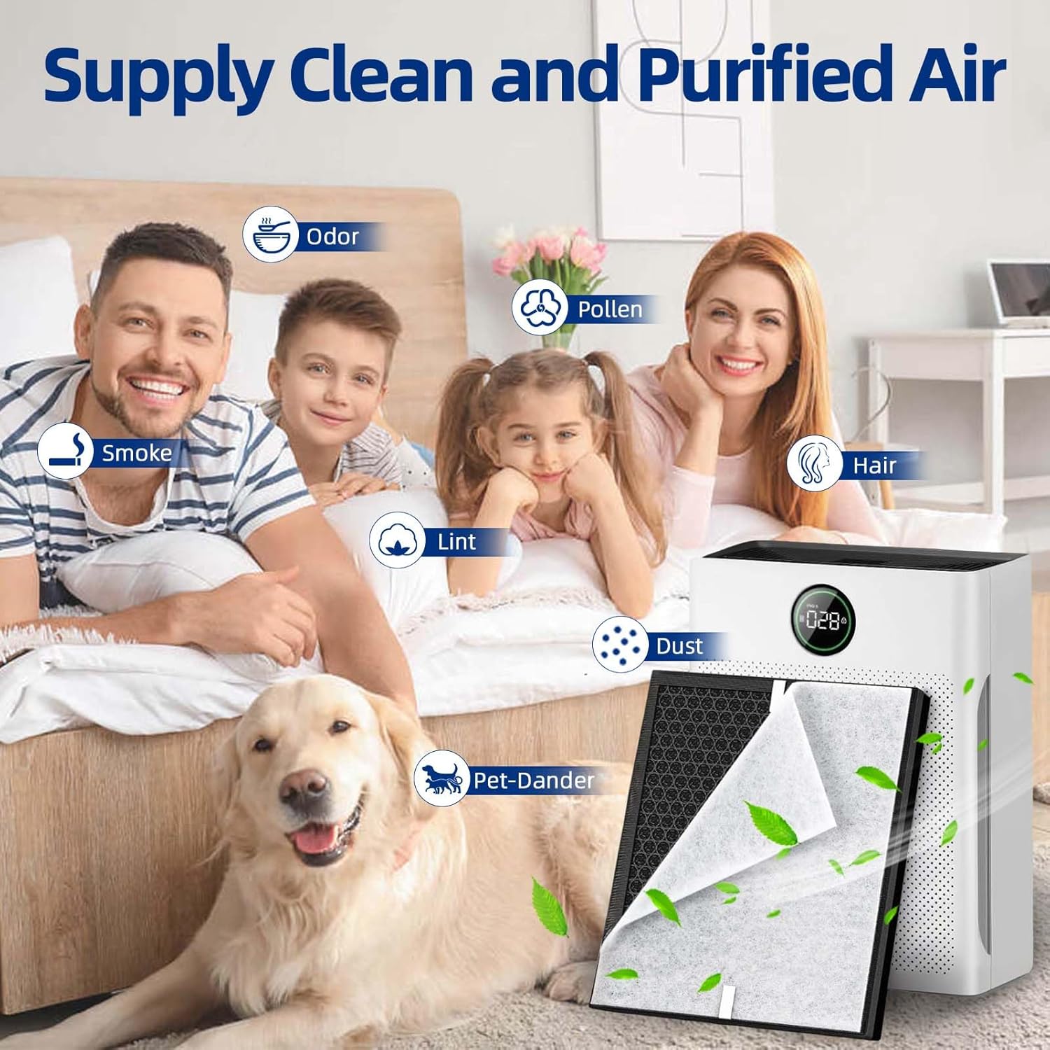 PR1 Air Filter Replacement for MOOKA PR1 Air Purifier, 1 Pack High Efficiency Air Filter with Activated Carbon Filter + 3 Pack Pre-Filters - Image 7