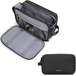 BAGSMART Sac de toilette pour hommes, Kit Dopp de l'organisateur de toilettes de voyage Sac à raser étanche pour accessoires de toilette, Essentiels de la salle de porte, Noir-médium