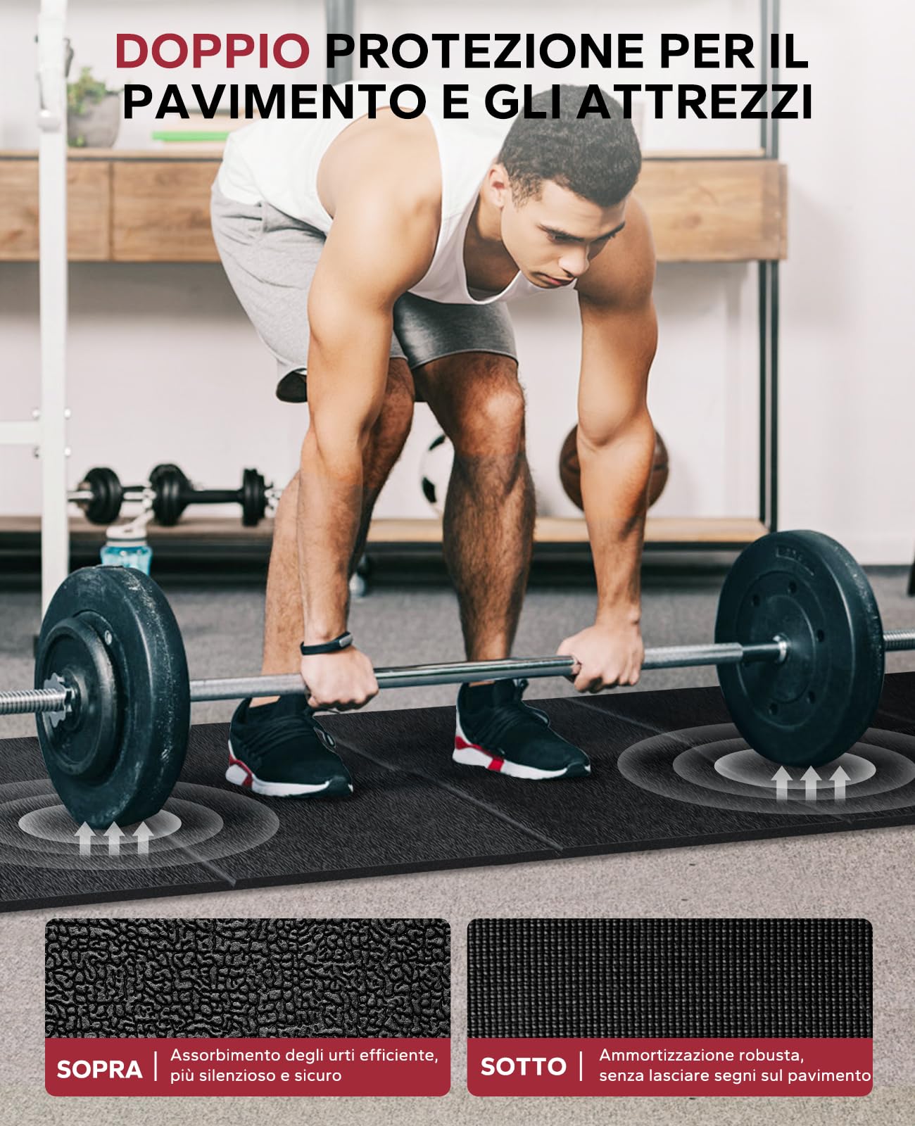 Tappetino Protezione Pavimento HD Fitness 200x100cm - Spessore 7mm, EVA, Per Attrezzi Palestra - Foto 5