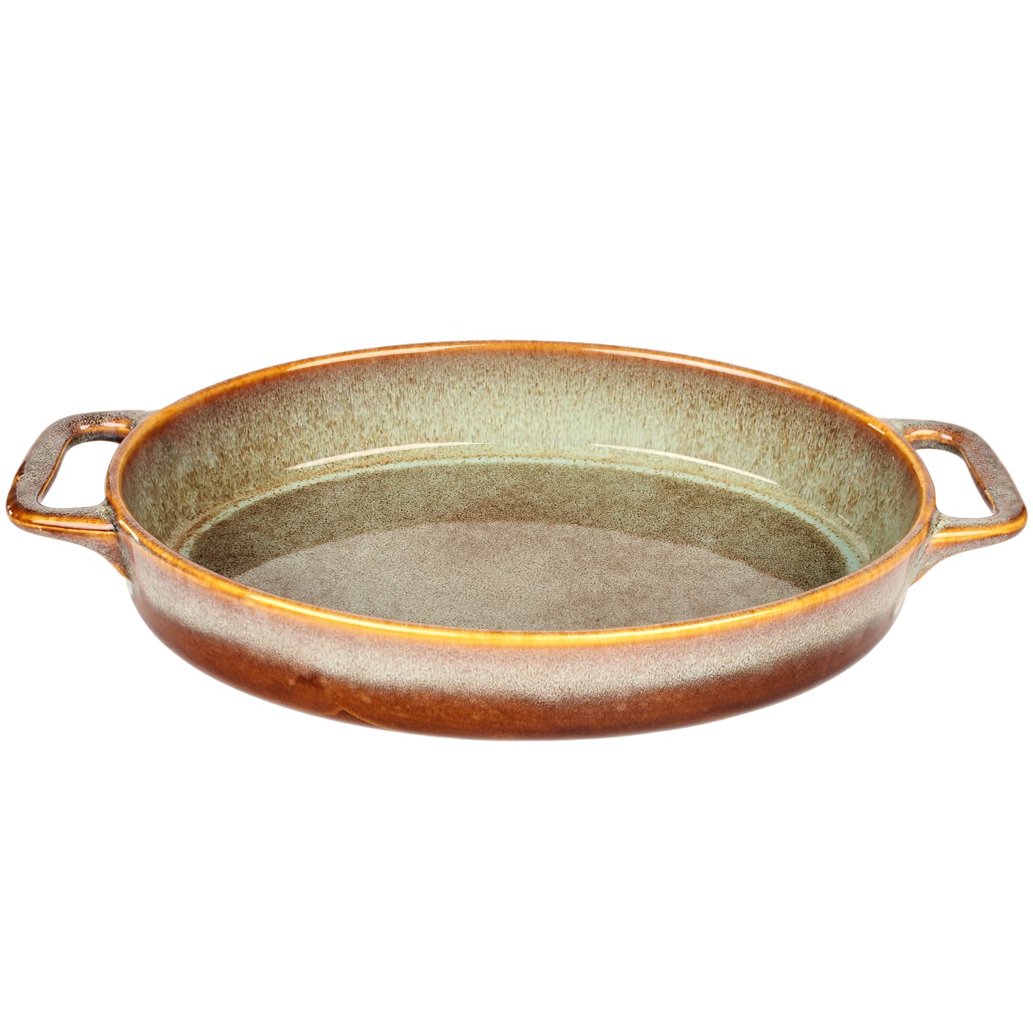 Casseruola in ceramica Au gratin, grande teglia profonda per lasagne da forno, teglia con manici, adatta per forno, microonde, congelatore e lavastoviglie, ottimo regalo (ovale, 38 cm)