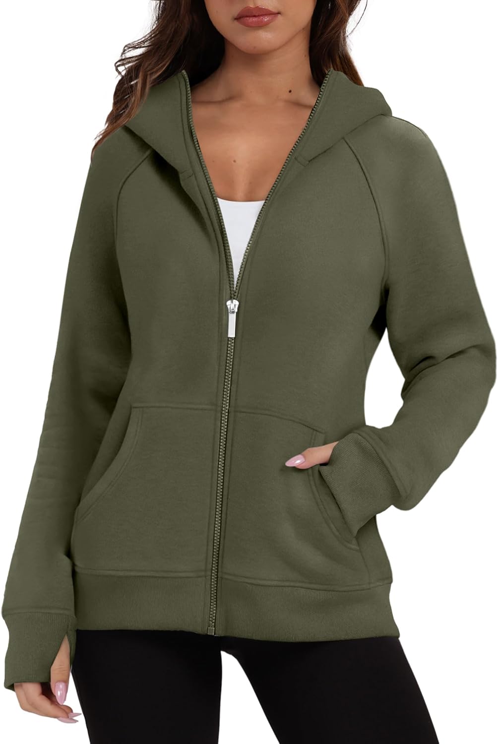 XIEERDUO Womens Zip Up Hoodies Sweatshirt Fleece Jackets 2024 Fall Fashion Outfits Winter Clothes