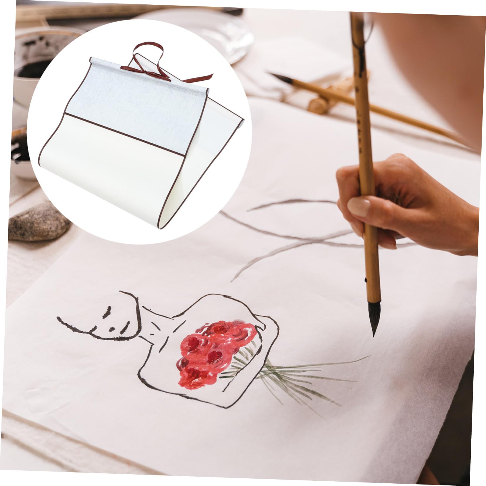 2 PZ RULLO Da Appendere A Parete Pergamena Calligrafia Carta Cinese - Foto 8