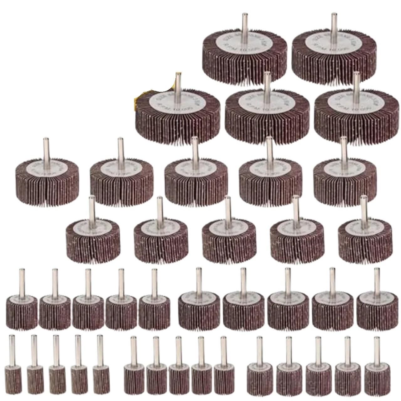 Set di levigatrici con ruota lamellare da 40 pezzi | Con gambo da 1/4" grana 80 for trapano con lamelle cilindriche di 8 dimensioni