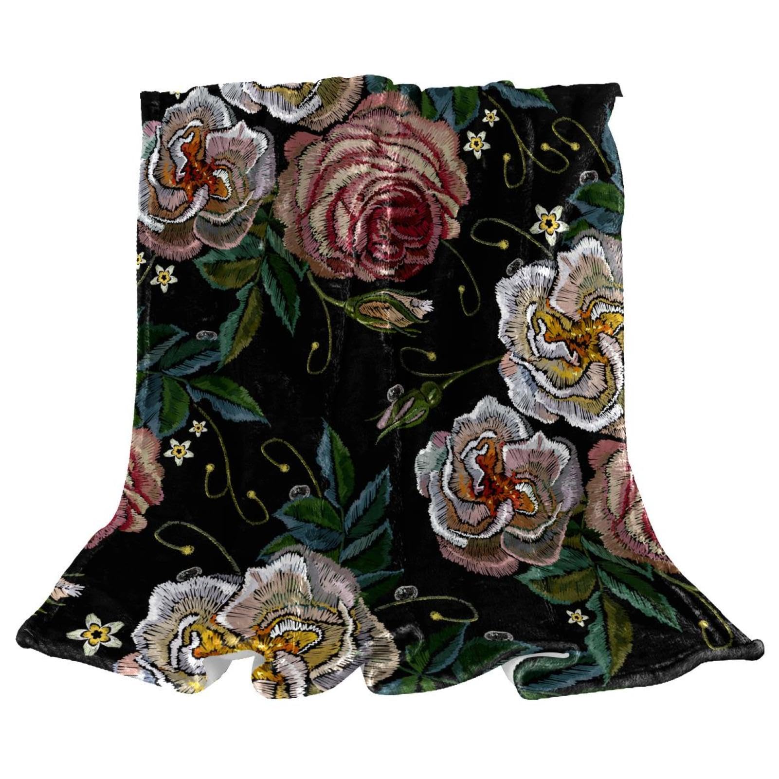 Couverture microfibre chaude douce fleur vintage 150x200