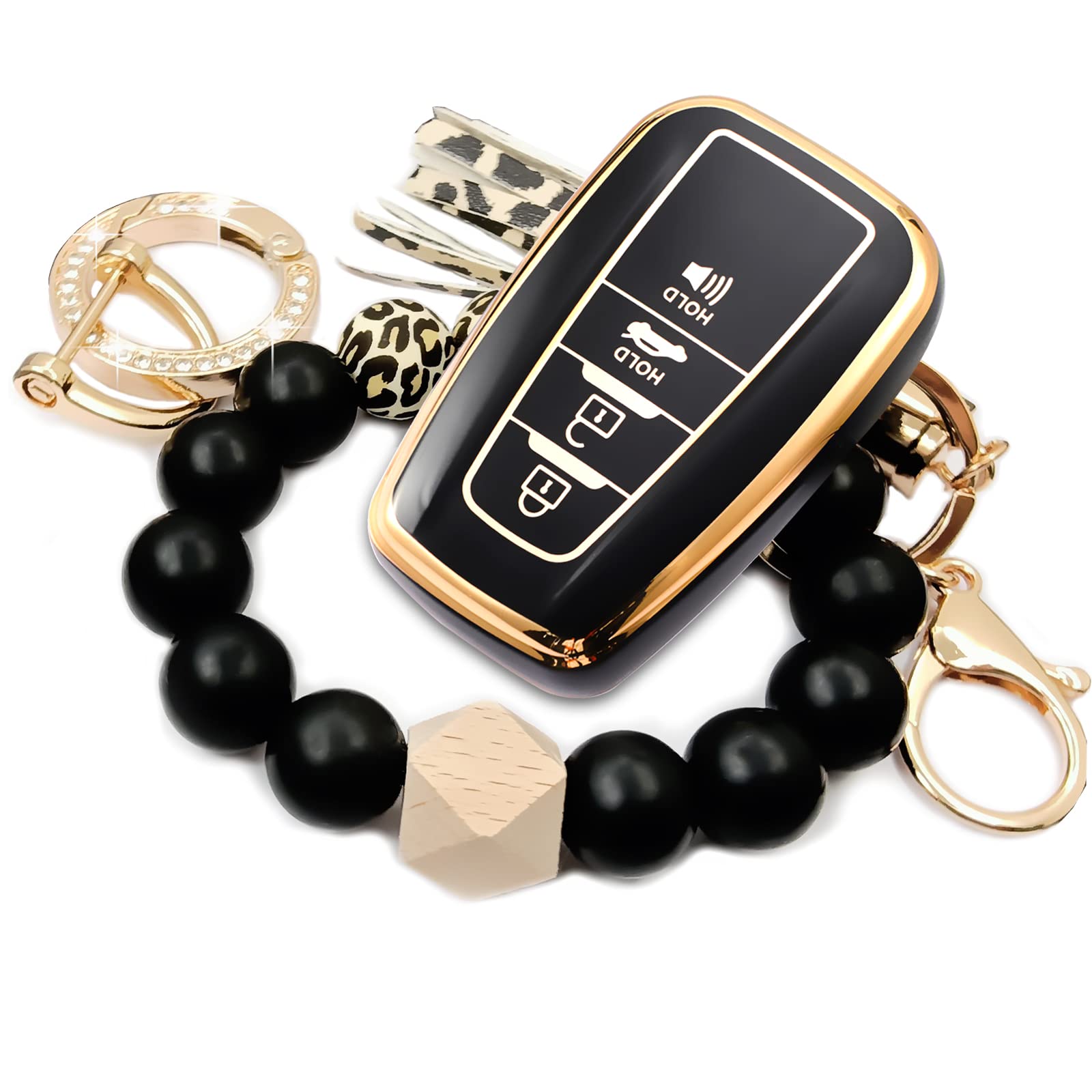 RFSRZ for Toyota Key Fob Cover with Premium Shell Wristlet 360 Degree Protection Key Case for 2018-2022 2023 2024 Camry RAV4 Highlander Avalon C-HR