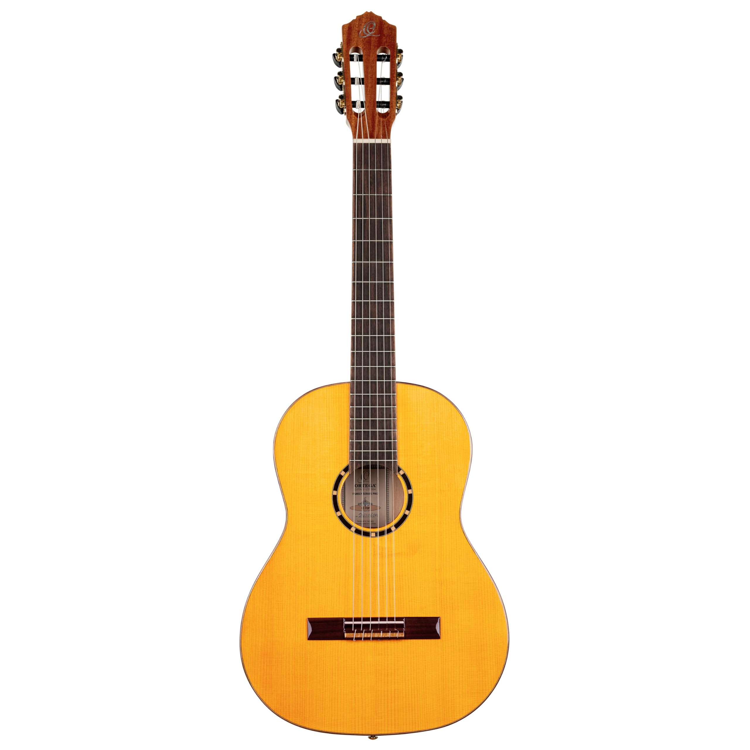 Ortega Guitars Family Series Pro - Guitarra de concierto flamenco 4/4 (pícea y ciprés, acabado brillante, incluye funda R170F)