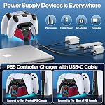 Controller Charger Station Compatible with Play 5 Faceplates Edge & Dual Controller, 9 Lightings P 5 Accessories Charging Station, P 5 Dock Stand with LED Indicator & On-Off Switch, Volcanic Red for