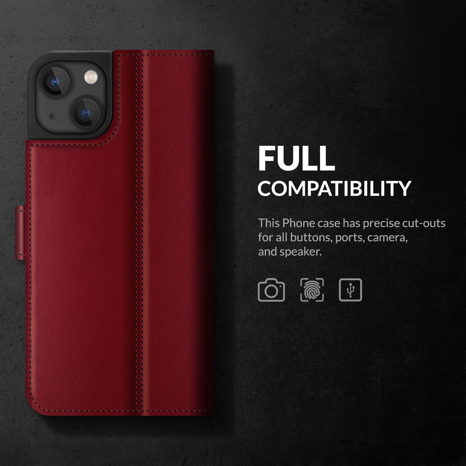 Leather Case Compatible With IPhone 14 Pro Max Flip Wallet Back Cover