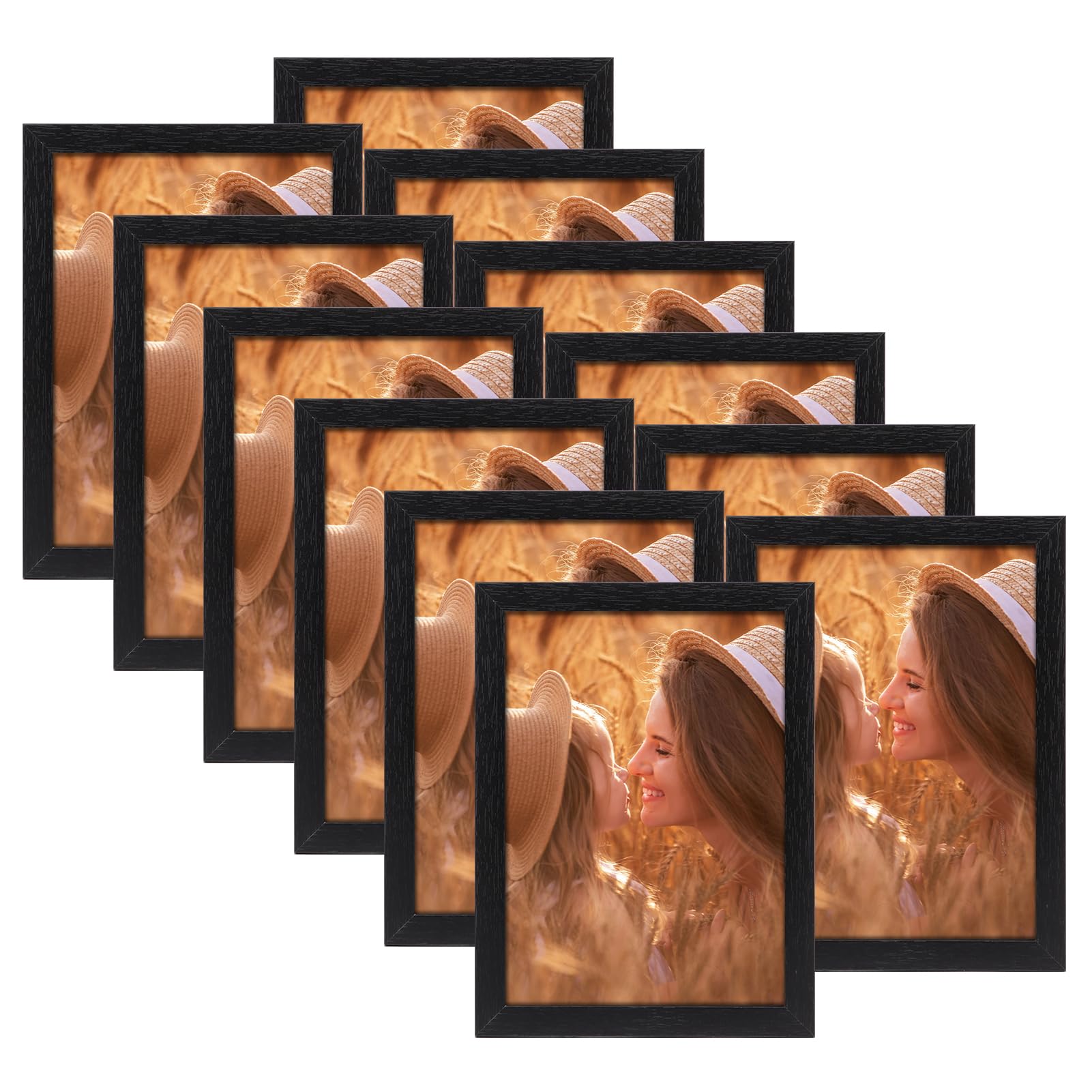 Ditwis 7x5 Photo Frames Black Set of 12, Classic Multiple Picture Frames for Living Room Bedroom and Office, Wall or Desk Display