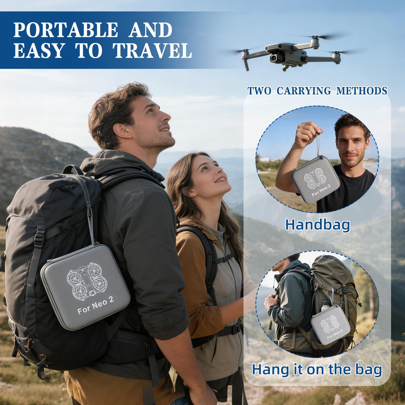 Custodia per DJI NEO 2, custodia per accessori DJI Neo Drone, antiurto e portatile, borsa per il trasporto di droni dispone di un vano batteria e adatto per riporre droni