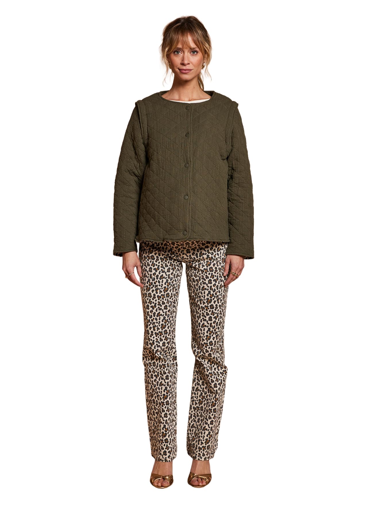 ENVIE DE FRAISE Gesteppte Tragejacke aus Musselin mit Recycling-Polyester & Bio-Baumwolle Khaki 32