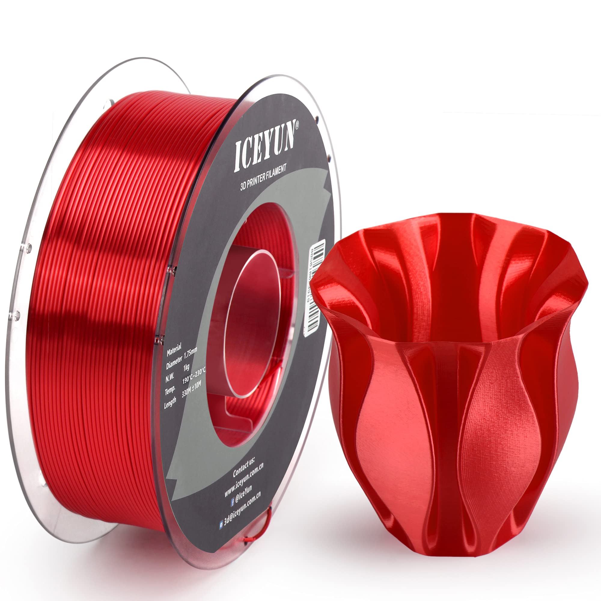 SD SimoSand Silk PLA 3D 3D Printer Filament, Shiny PLA 1.75mm (1kg/2.2lb Red)
