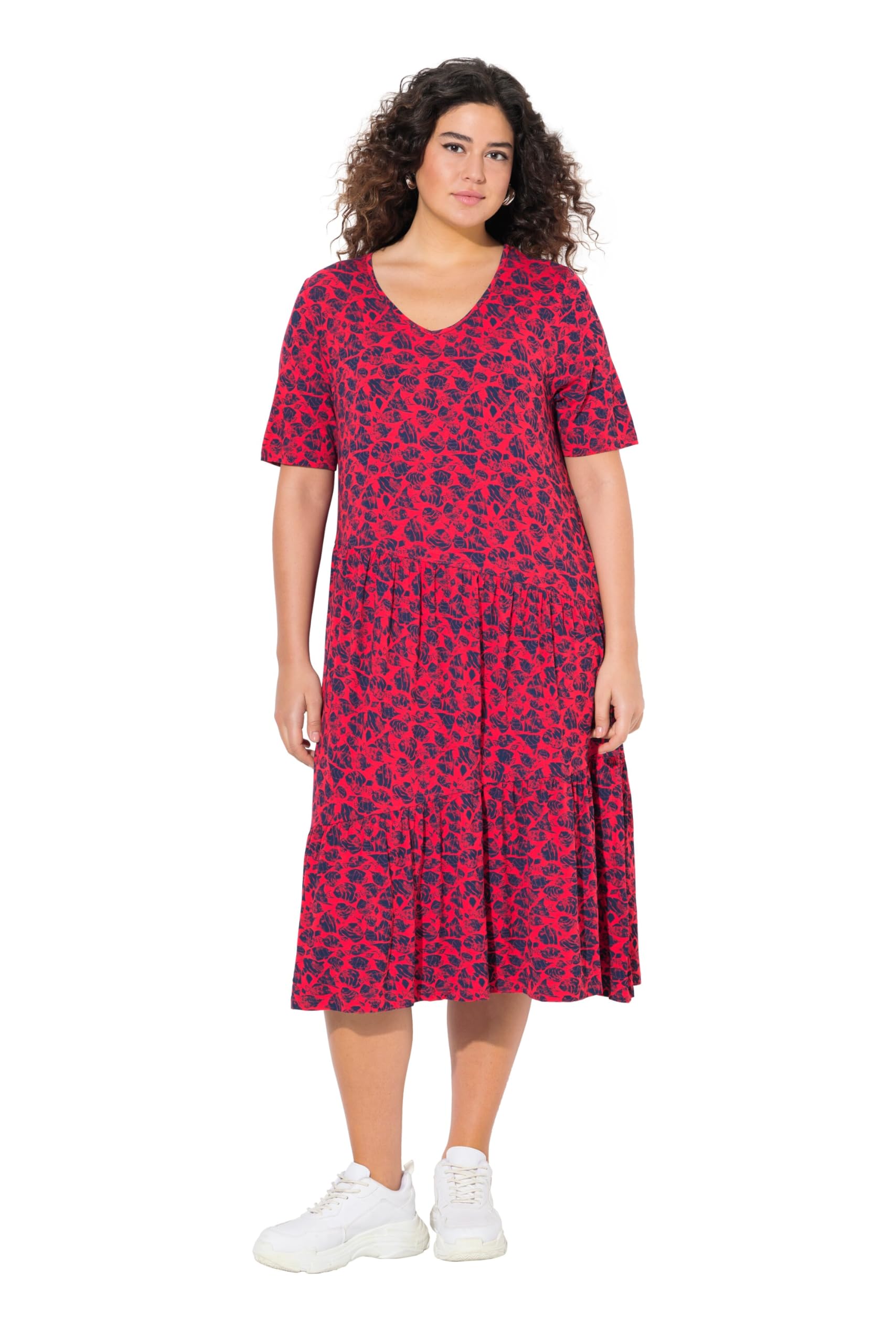 Ulla Popken Women's Dress with Asymmetric Flounces