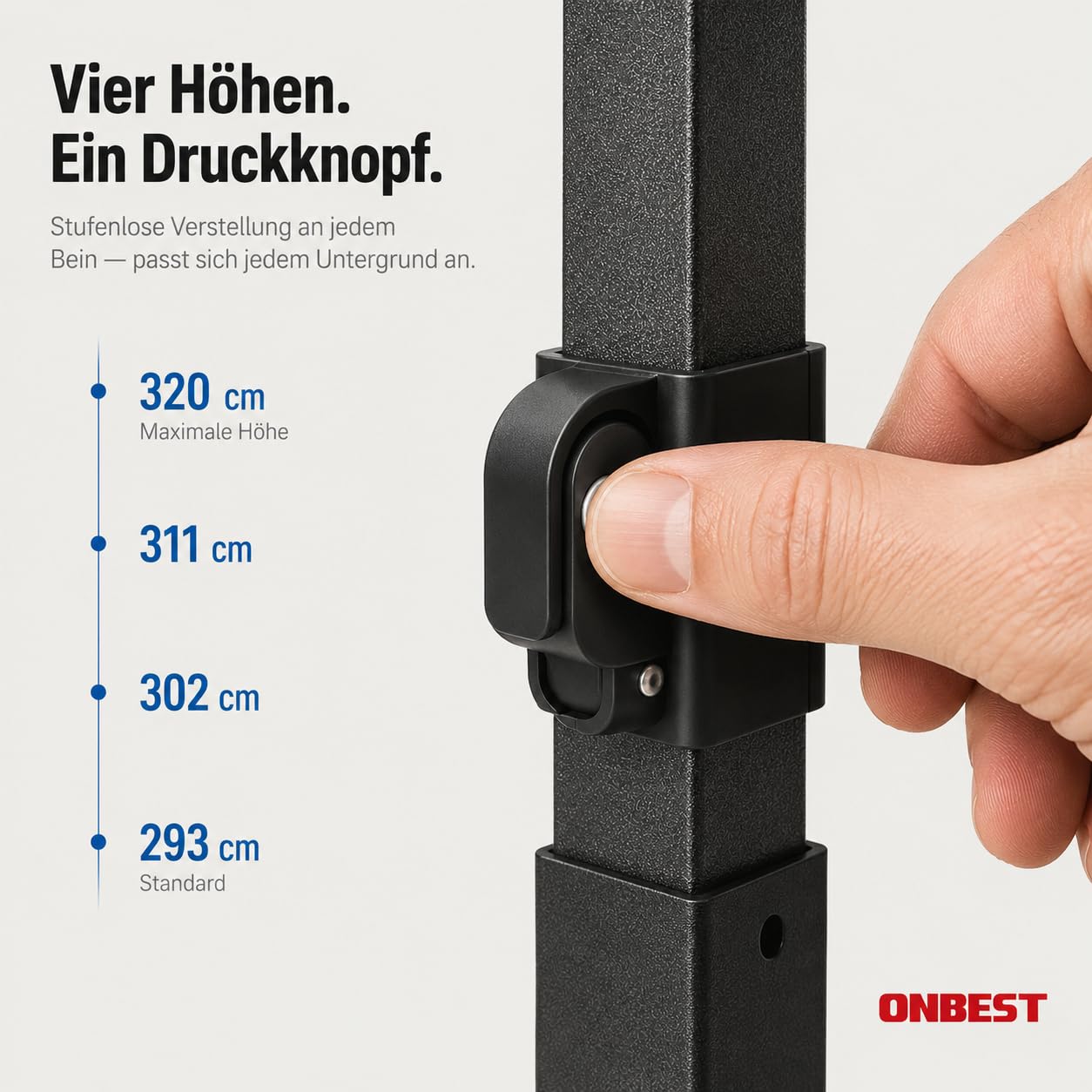 ONBEST Pavillon 3x3 m – Faltpavillon Pop-up mit Seitenwänden, Grau