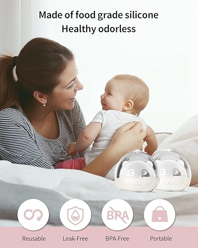 Miniatura 10 de Colector portátil de leche materna con silicona suave, incluye 20 bolsas de almacenamiento, diseño manos libres para madres lactantes, a prueba de