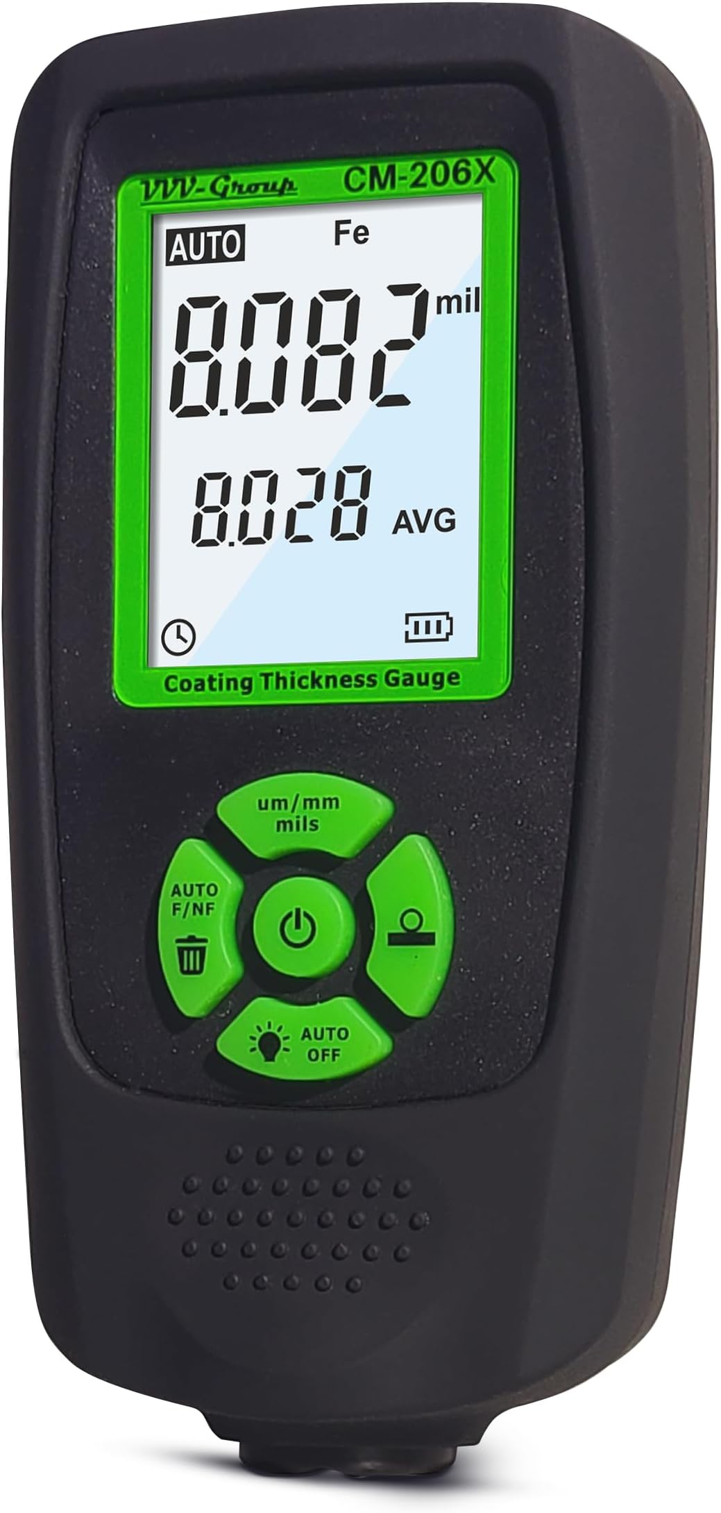 Paint Thickness Gauge – CM-206X Automotive Coating Thickness Meter 0–59.1 mils (0–1500 µm), 0.001 mils Resolution, Fe/NFe/Zn Auto Detection, Ruby Probe