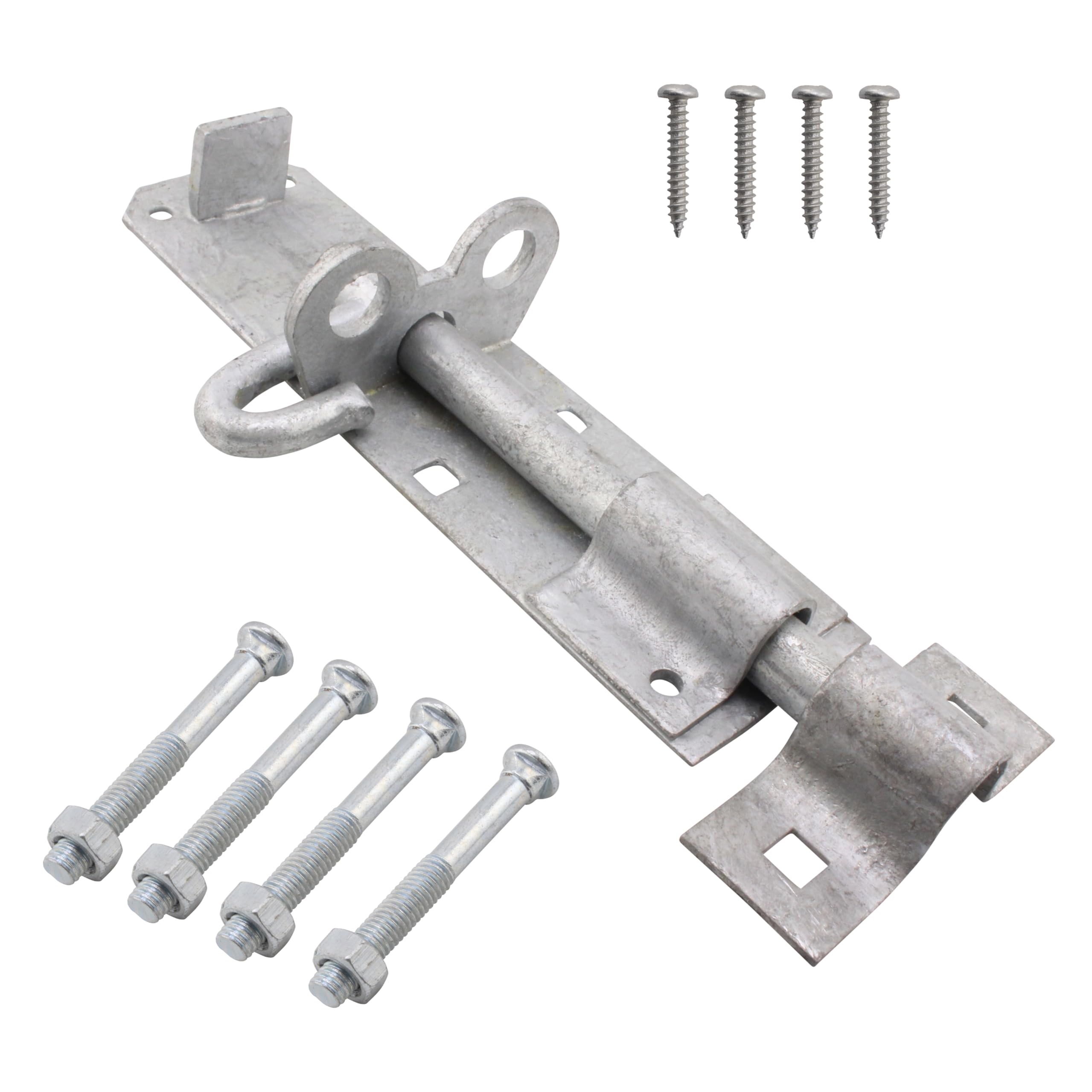 Eai Hot Dipped Galvanised / Grey / Silver Brenton Padbolt, Lockable Sliding Gate Bolt | Heavy Duty 150Mm / 6 Inch Galvanised Door & Gate Bolt - Pack Of 1