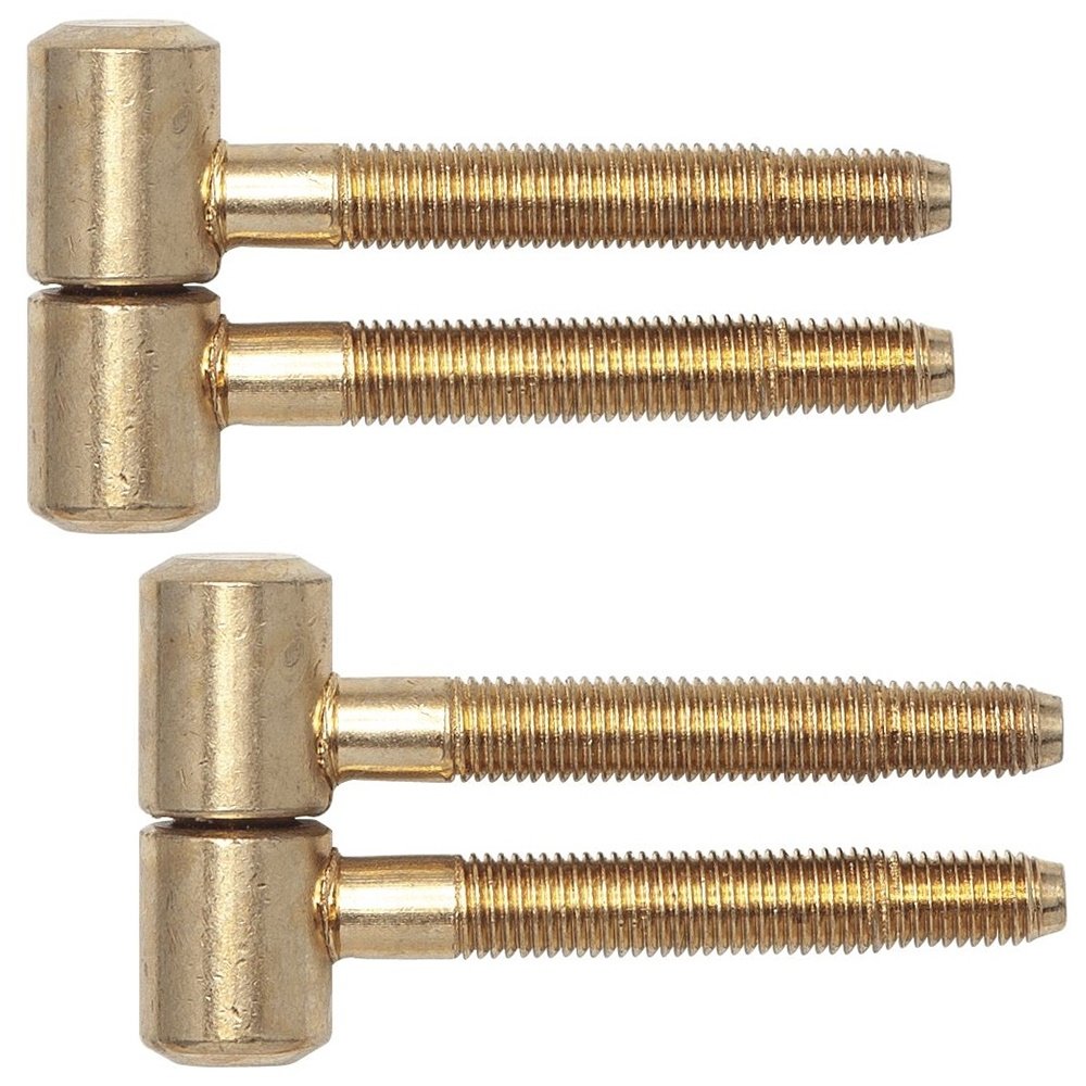 Gedotec Door Hinges for Interior Doors Renovation Hinges 2-piece Drill-in Hinges for rebated Wooden Doors | Size ø 16 mm | Brass-Plated Metal | Load Capacity up to 40 kg
